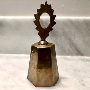 Antique Brass Dinner Bell Gold Octagonal Tabletop Bell